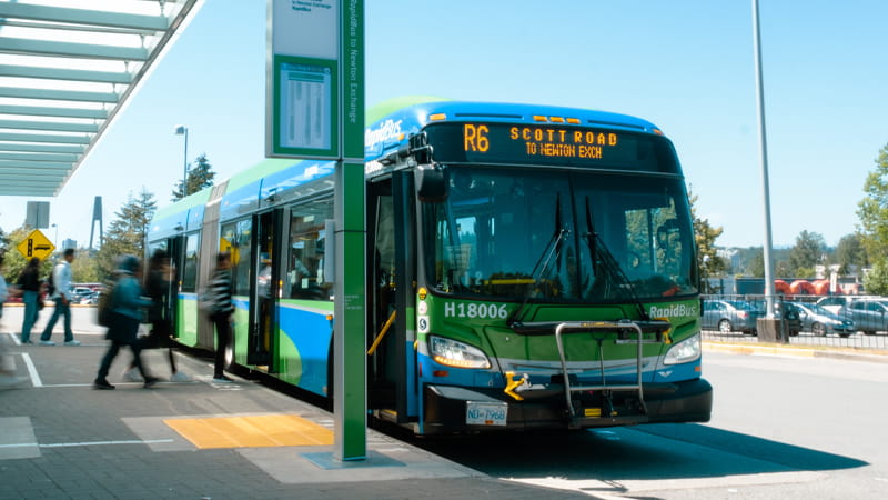 R6 Scott Road to Newton Exchange RapidBus waiting for passengers at the bus stop