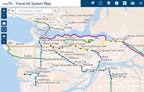 Screen capture of the new interactive system map in ArcGIS